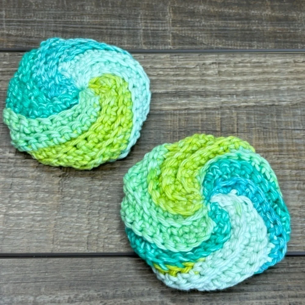 Handcrafted Crochet Spiral Tawashi Bath Scrubbies‎ Set Cotton Yarn Handmade